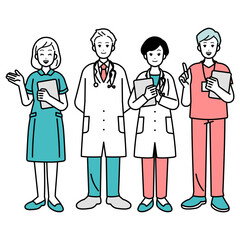 Fototapeta premium Medical professional people set, full body illustration.