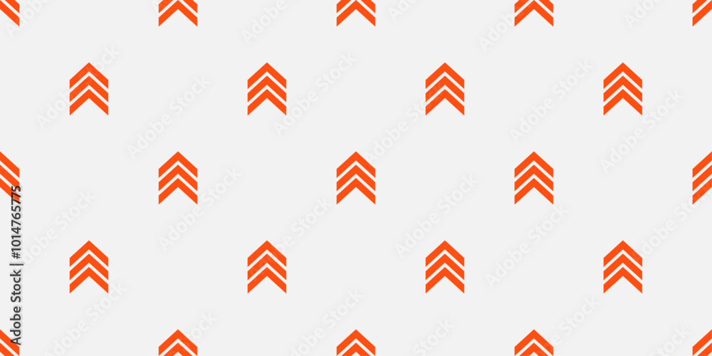 Poster Orange triple up arrows, seamless pattern. A repeating pattern of an arrow element throughout the canvas.