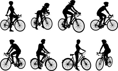 Bike and Bicyclist Silhouettes Set