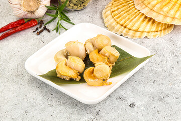 Delicous luxury baked seafood scallops