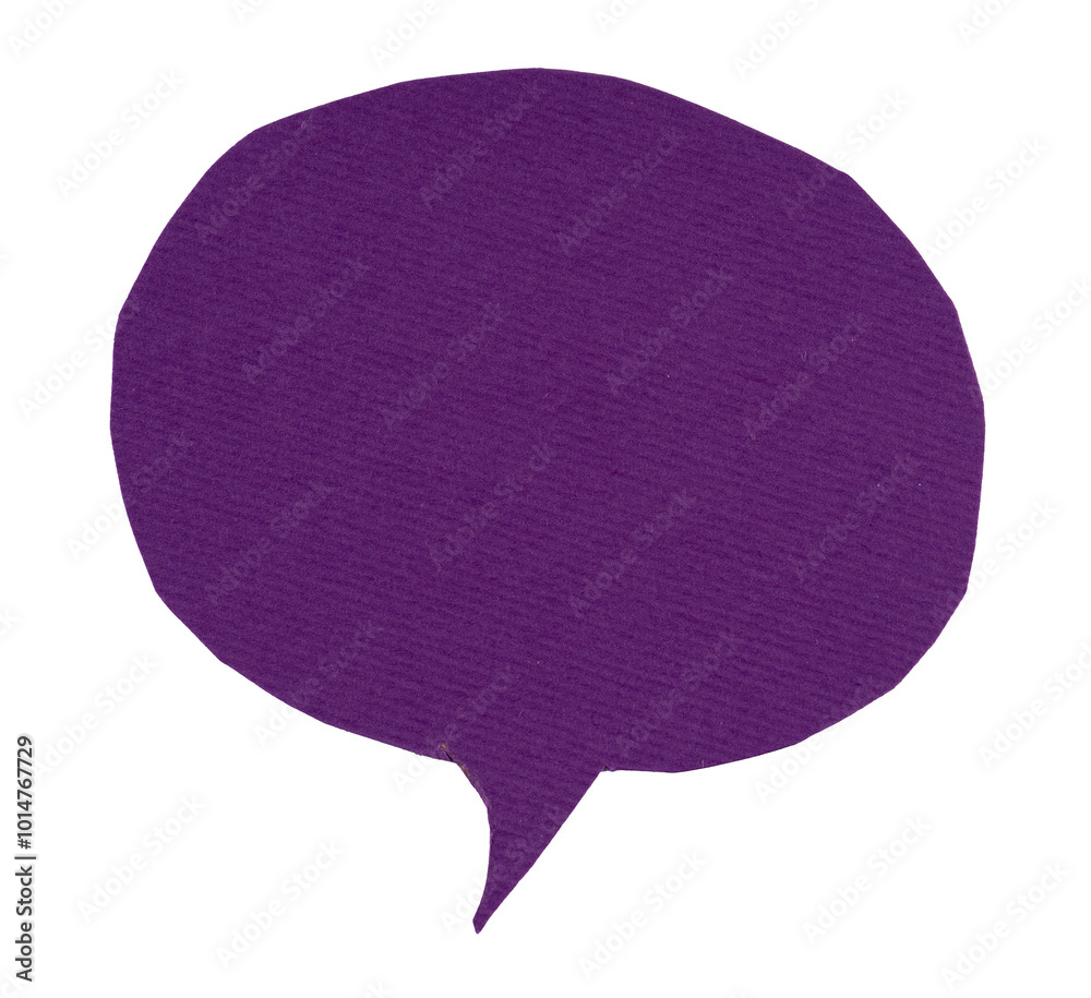 Fototapete purple paper in a speech bubble shape, frame for text or quote, grunge textured sign, label, banner 