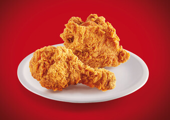 crispy fried chicken in a red background