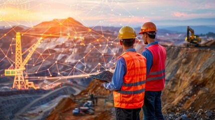 Miners inspecting platinum, silver, and rare earth minerals  a focus on discovery and evaluation