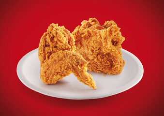 crispy fried chicken in a red background