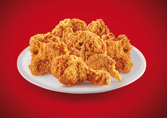 crispy fried chicken in a red background
