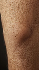 Fototapeta premium Clinical Close-up of Dermatofibroma on Leg Emphasizing Firm Elevated Nodule with Dark Center for Dermatology Professionals