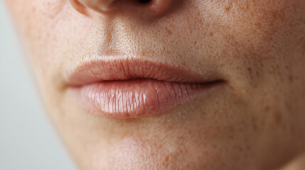 Obraz premium Close-Up of Melasma on Upper Lip Showcasing Distinctive Mustache-Like Shadow for Dermatological Awareness