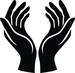 Cupped Hands Silhouette Symbolizing Care and Support vector graphics 