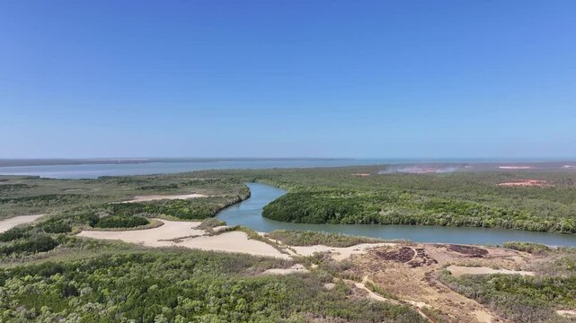 Aerial footage of Weipa Queensland Australia
