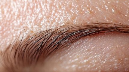 Fototapeta premium Macro Close-Up of Seborrheic Dermatitis on Eyebrows with Flaky, Greasy Skin, Highlighting the Texture of Skin Condition