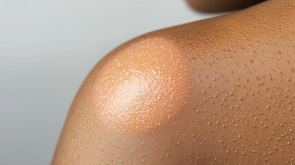 Fototapeta premium Detailed Close-Up of Pityriasis Rosea Skin Condition with Salmon-Colored Oval Patches on Shoulder