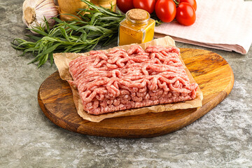 Raw uncooked red minced meat