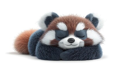 Obraz premium Cute Red Panda Sleeping Cartoon Illustration Animal Character Design