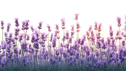 Naklejka premium Purple Lavender Flowers Field in Bloom Soft Focus Background