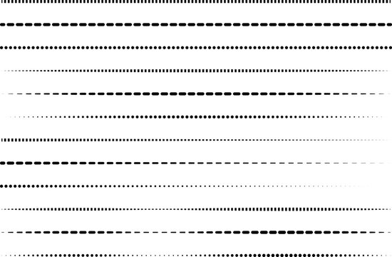 Sketch different dotted lines vector illustration. Dotted stroke line.