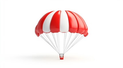 Red and white resistance parachute isolated on a white background professional sports equipment for speed training realistic rendering. Generative AI