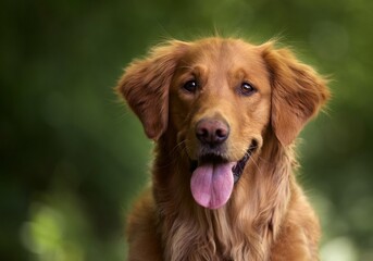 Obraz premium Selective focus shot of an adorable golden retriever outdoors