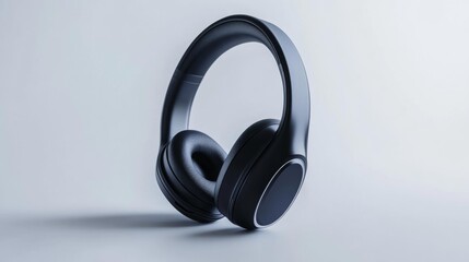 Wireless headphones in sleek black design on a white background modern audio accessory for music lovers. Generative AI