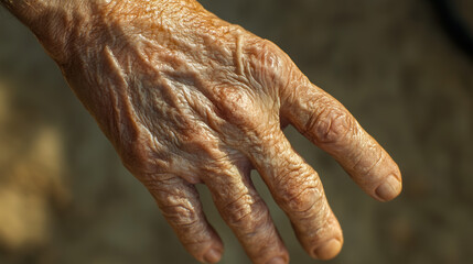 Close-Up Image of Scleroderma on Hand, Showcasing Thickened Tight Skin Texture and Symptoms