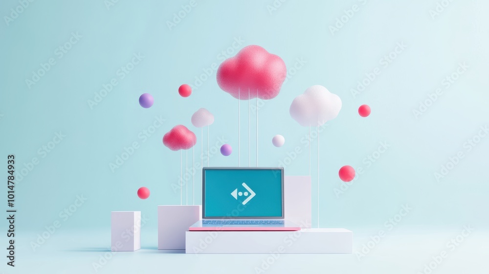 Canvas Prints A simplified diagram illustrating the process of API integration, showing the communication between two different software systems.