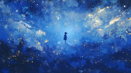 Obraz premium Space star and astronaut illustration poster background