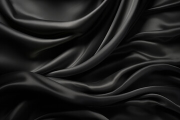 Obraz premium Processed collage of smooth elegant wavy deep black silk cloth fabric material texture. Background
