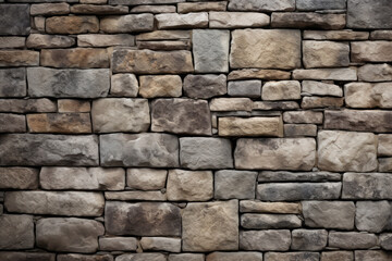 Fototapeta premium Processed collage of old medieval stone wall texture in daylight. Background for banner