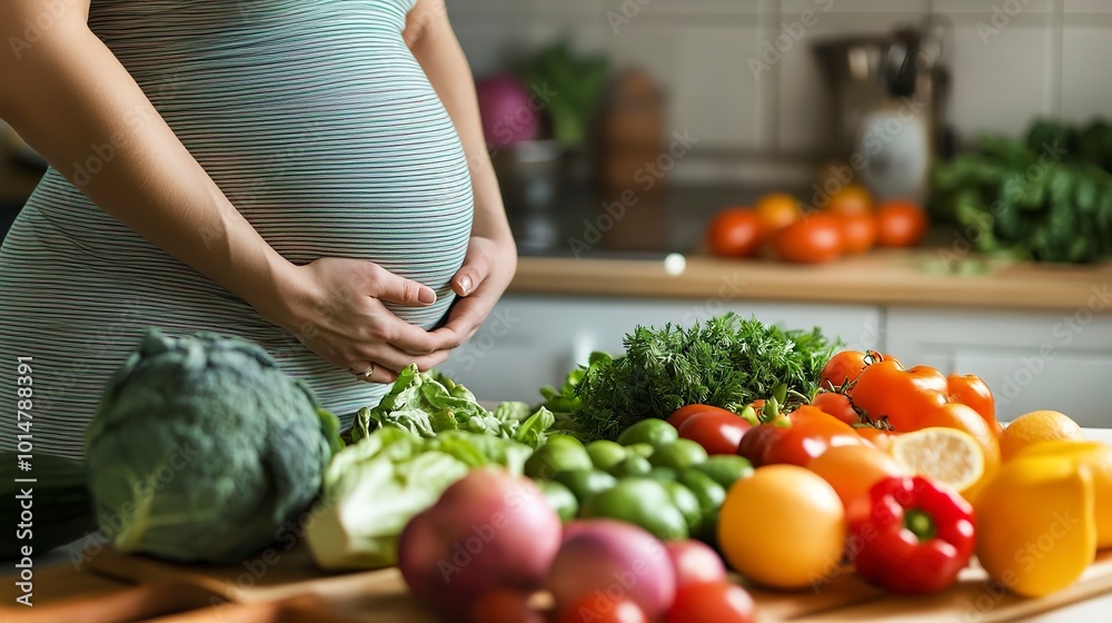 Canvas Prints Recommended food products for a healthy pregnancy diet. 