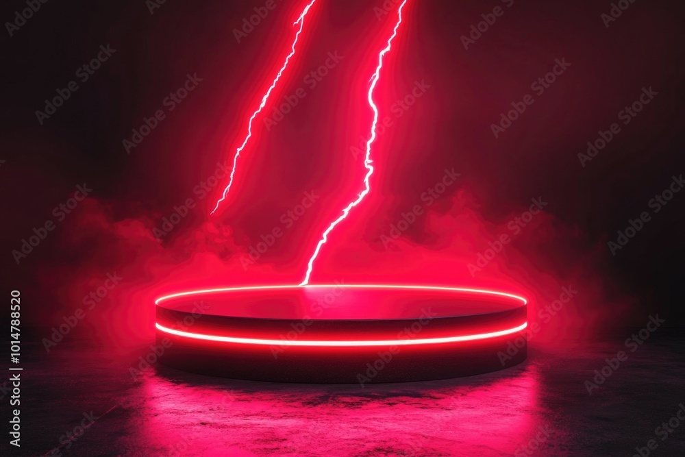 Poster A red light emitting from a circular object