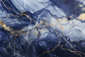 Processed collage of luxurious navy blue ink marble texture. Background for banner