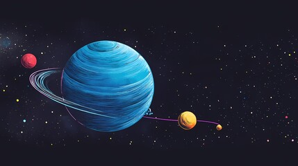 Fototapeta premium Space planet and astronaut illustration poster background