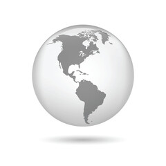 Transparent America globe. America 3d globe map. Earth globe icon. Vector illustration.