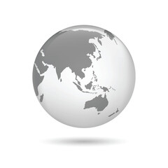 Fototapeta premium Transparent Asia globe. Asia 3d globe map. Earth globe icon. Vector illustration.