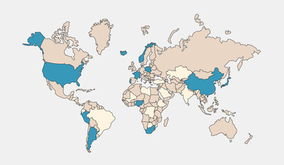 Simple World map. Simple outline World map. Template for web design, infographic. Vector template.
