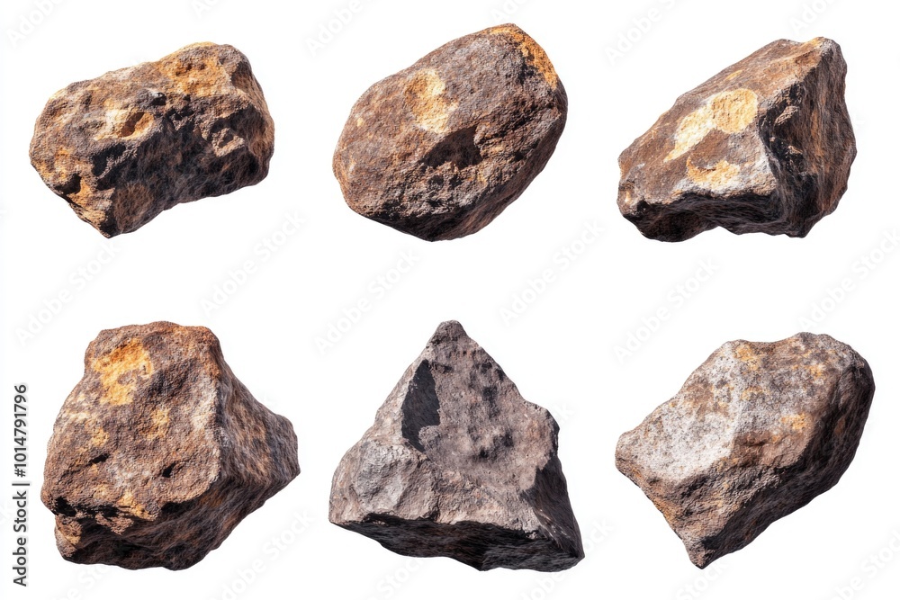 Poster collection of rocks on a clean and simple white background