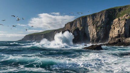 Fototapeta premium sea coastline with mountain edge ,sea