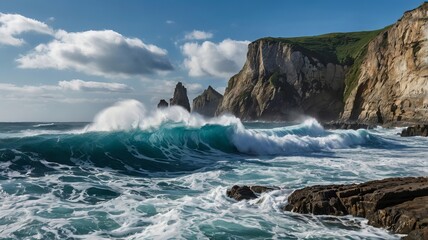 Fototapeta premium sea coastline with mountain edge ,sea