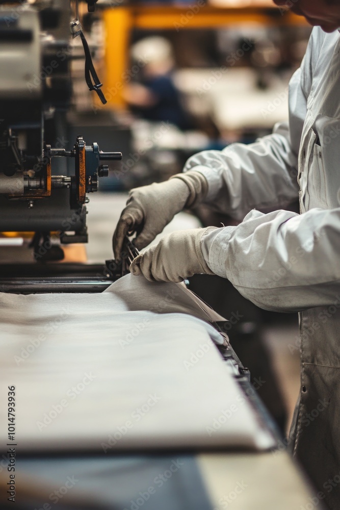 Aufkleber Man working on paperwork in a factory setting