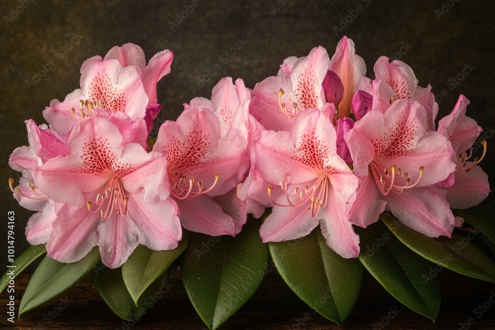 Poster a bunch of bright pink flowers sit atop a rustic wooden table, perfect for adding a touch of eleganc