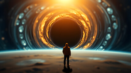 İllustration of black hole in universe. AI generated image, ai.