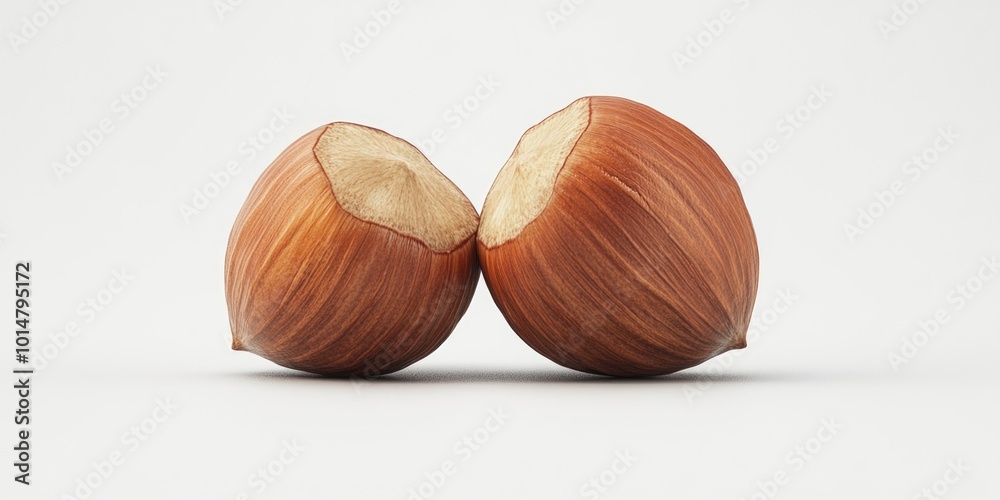 Aufkleber A close-up view of two nuts with their shells split open, displayed on a white background