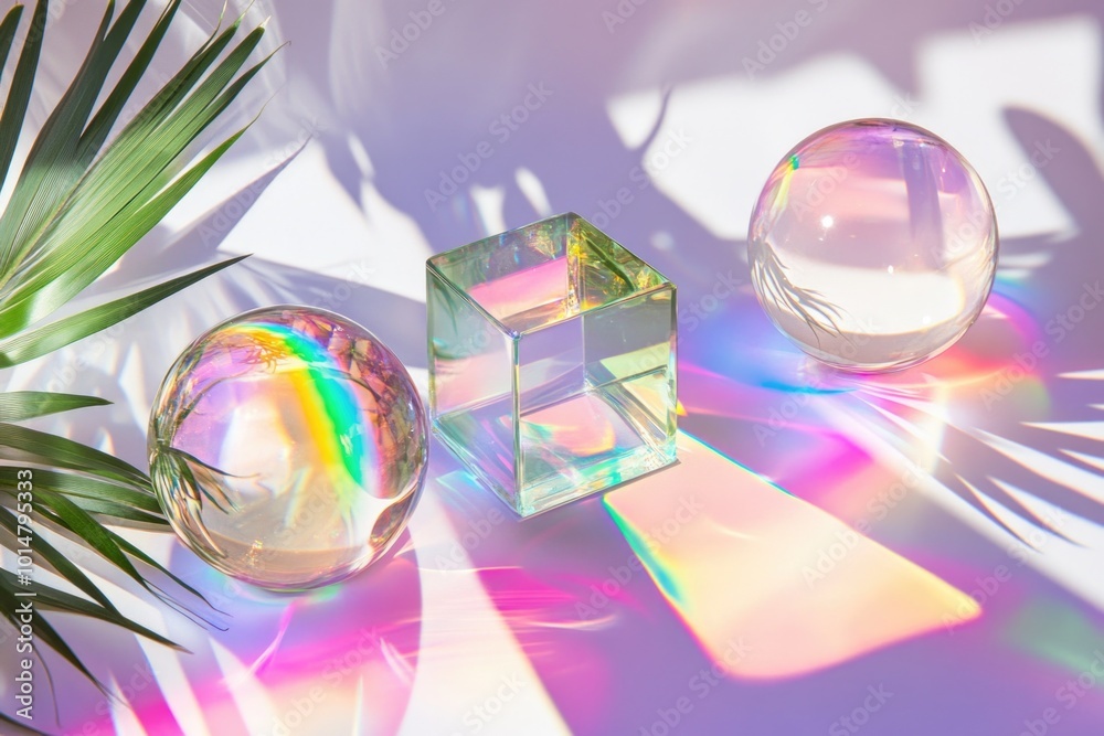 Aufkleber a pair of transparent glass cubes sits atop a flat surface, reflecting light and casting subtle shad