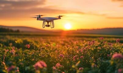 Smart agriculture with drone monitoring, representing tech-driven farming