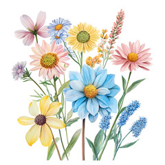 Fototapeta premium Summer Wildflowers Clipart Vector Illustration