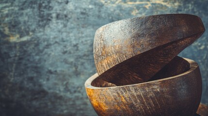 Fototapeta premium Vintage Wooden Bowls on Textured Background