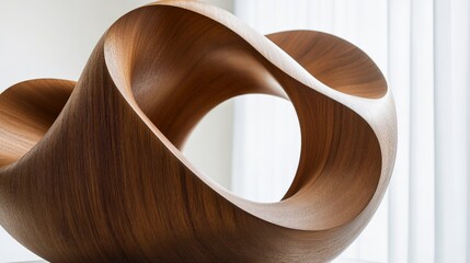 Intricate Wooden Sculpture - Curving Organic Forms in Harmony