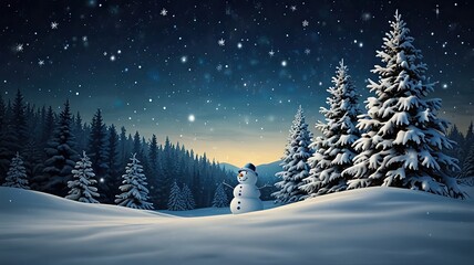 Fototapeta premium Background snowman for christmas blue and white
