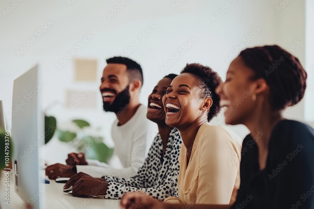 Canvas Prints A group of people having fun and laughing together at a table, great for representing togetherness or social gatherings