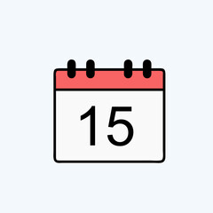 Calendar Icon Showing the Fifteenth Day of the Month. Ideal for scheduling, planning, and event-related concepts in digital and print media.