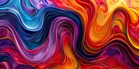 Fototapeta premium Vivid Abstract Colorful Waves - Dynamic and Vibrant Fluid Art